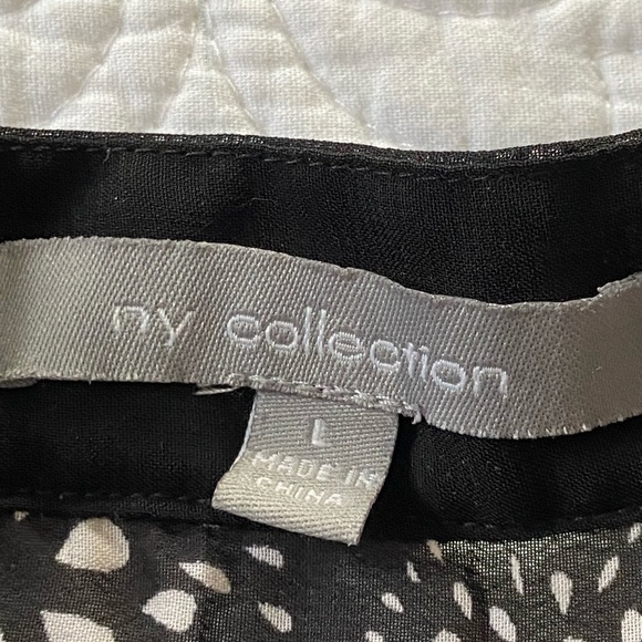 NY Collection Black and White Pattern Short Sleeve Blouse Sheer Size Large - Picture 4 of 10